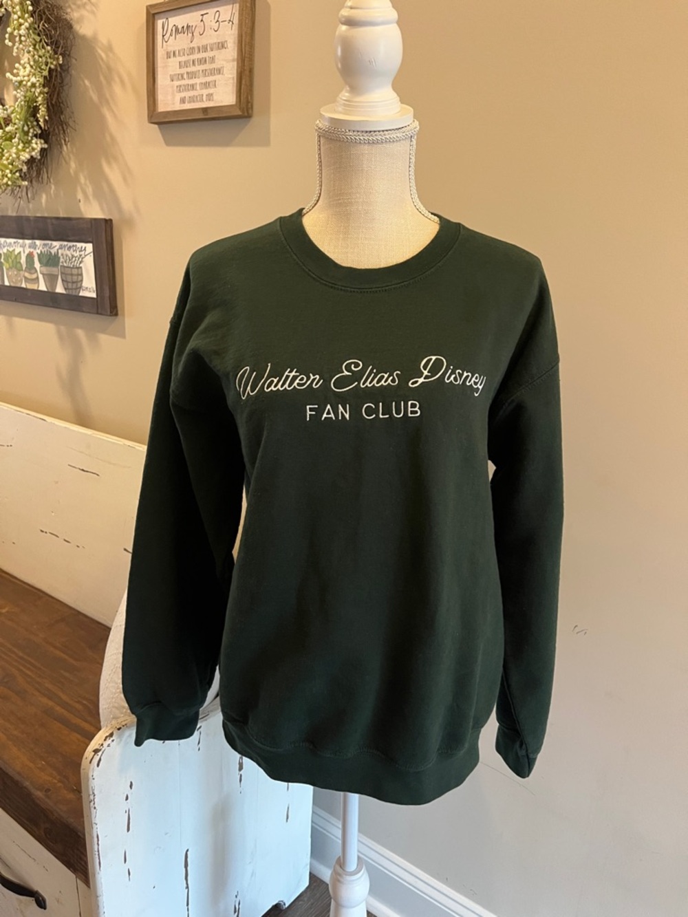 Disney Dark Green Crewneck Sweater
